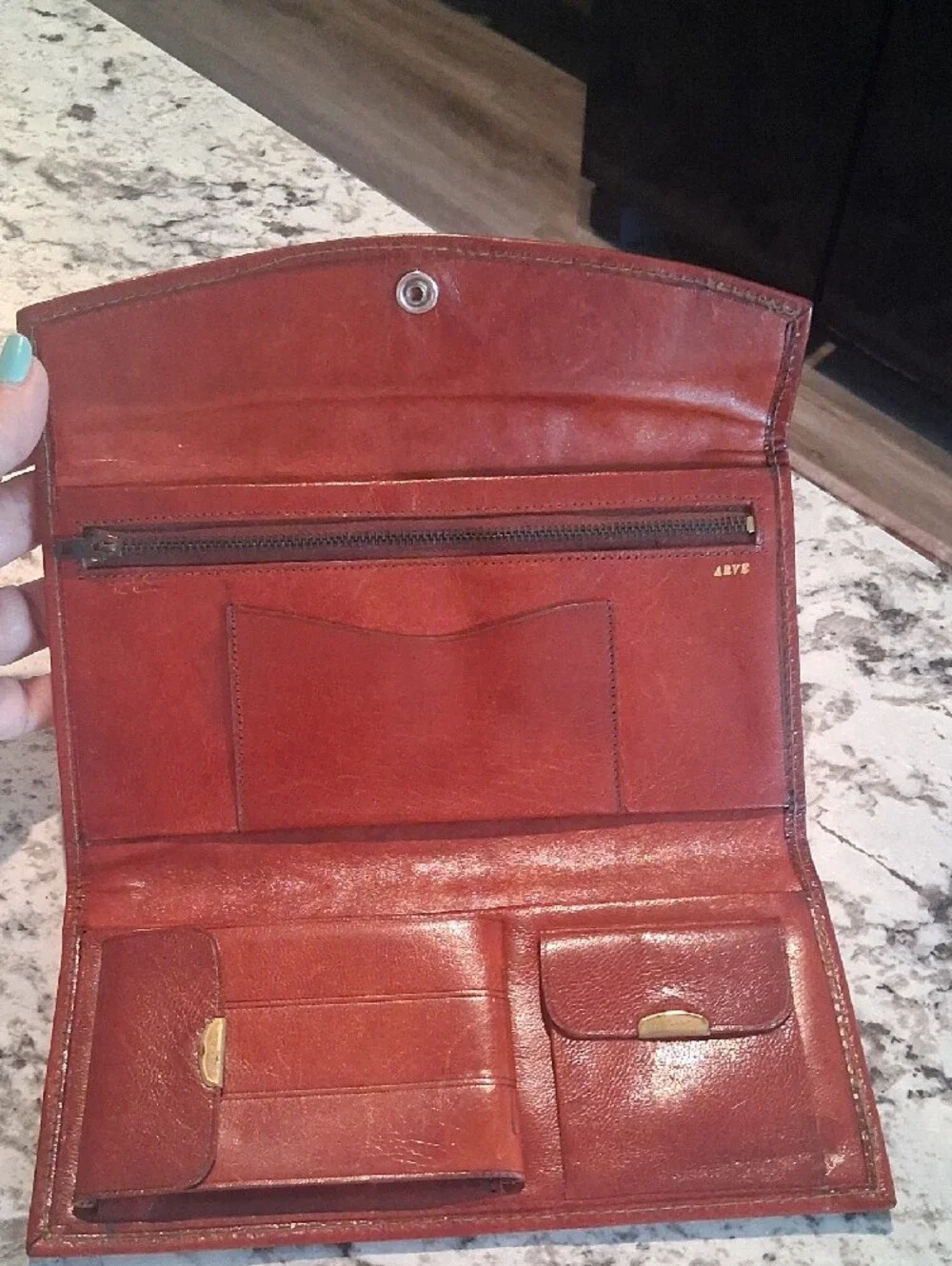 Vintage Arve Tooled Leather Clutch Wallet - Brown